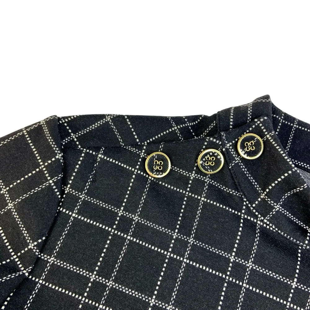 Jmclaughlin Long Sleeve Black Windowpane Mare Mockneck Dress - Picture 4 of 6